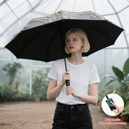 1pc Automatic Open/Close Umbrella with Self-Opening/ Closing Button, 8-Rib Sturdy Frame, Lightweight Compact Folding Travel Umbrella for Men & Women, Windproof Portable Automatic Brella with Auto Open/Close, One-Touch Operati