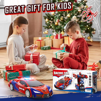 Convert remote control car toys, rechargeable batteries, 2.4GHz remote control car with one-click transformation, fast 360-degree rotating robot - the perfect gift for children