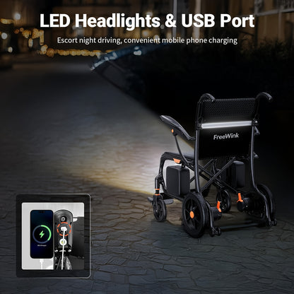 100% Carbon Fiber Electric Wheelchair 28lbs Ultra-Light Foldable No Assembly Required Dual Batteries 28-Mile Range All-Terrain Capable And FAA Approved