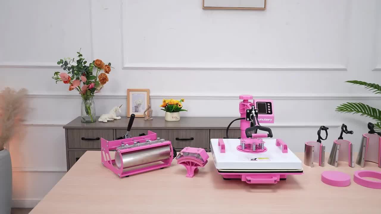 This Is a Versatile Heat Press Machine Combo Featuring an 8 in 1 And 5 in 1 Design, with Dimensions of 15"X15" And 15"X12". It Has a Rotatable Design And Is Suitable for Transferring Images Onto Various Items Such As T-Shirts