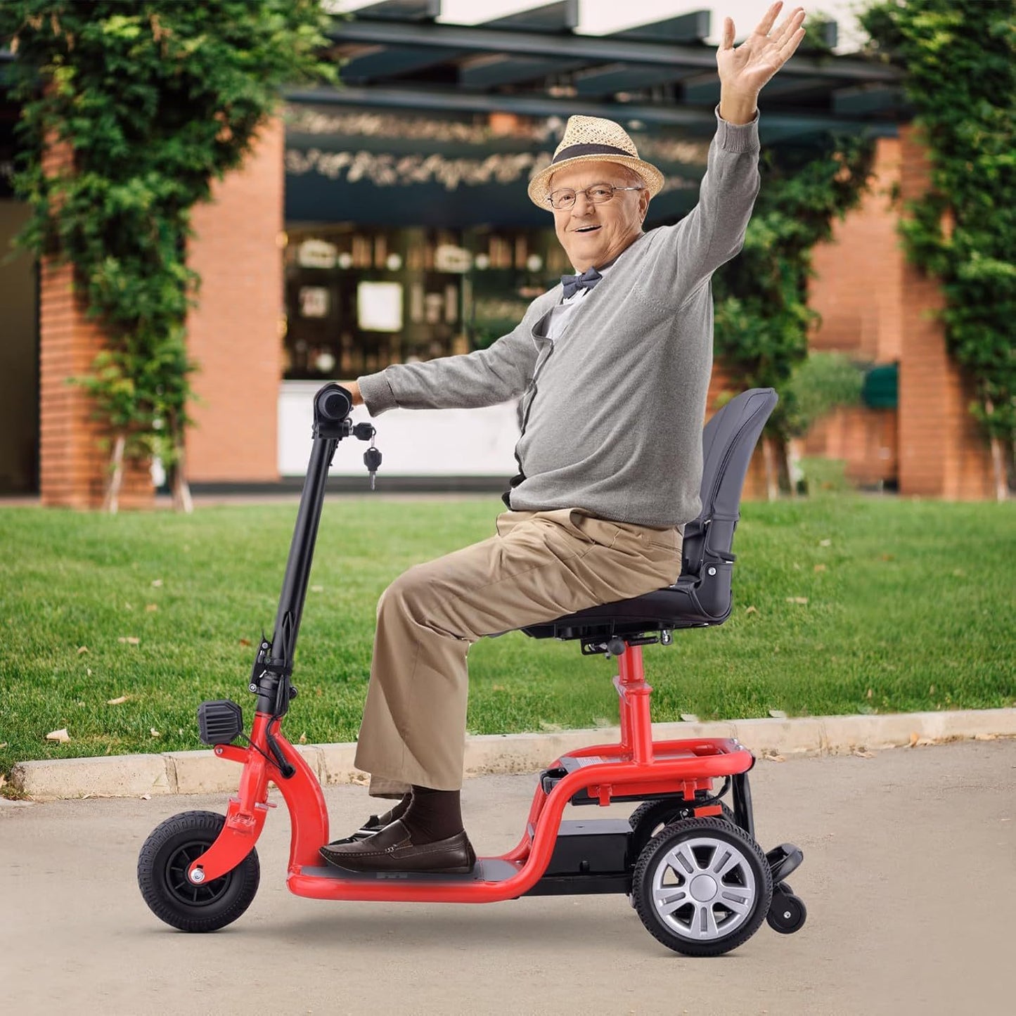 Premium Big Wheel Mobility Scooter for Seniors Adults, Electric Scooter with16'' Front Wheel, Adjust Height Seat and Foldable Handlebar, Led Lights, Max Load 300lb, Charger Included