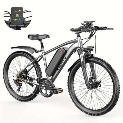26 Inch Adult Electric 48V10Ah Removable Battery 740W Peak Motor 20 MPH All-Terrain Mountain E- with Front Suspension, Disc Brakes & LCD Display - Heavy-Duty Tire Conversion (Compatible with 110-240V) for Men &