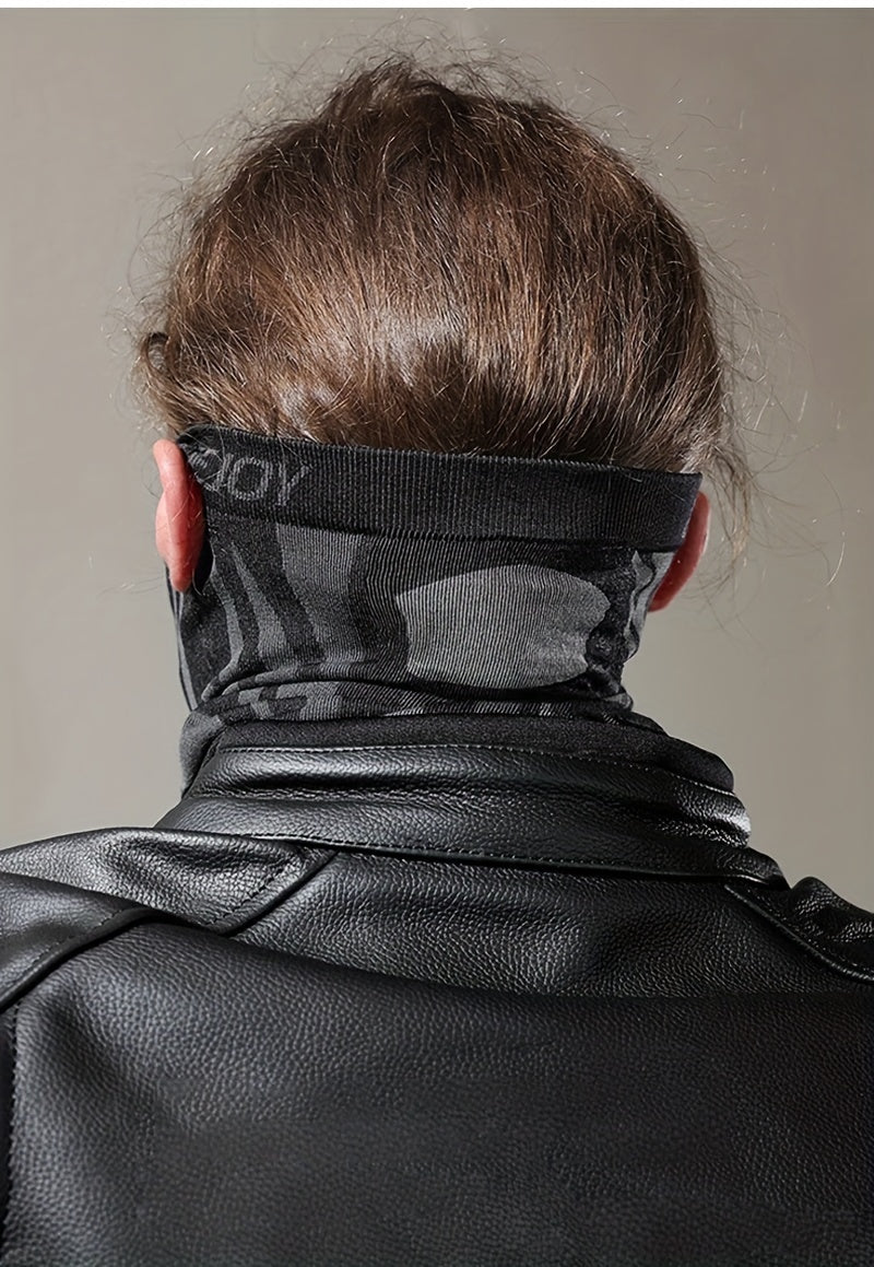 Unisex Face Mask Scarf Neck Gaiter, Breathable Elastic Soft Reusable Half-Face Mask, Black Ear-Loop Knitted Face Cover, Multi-Functional Headwear