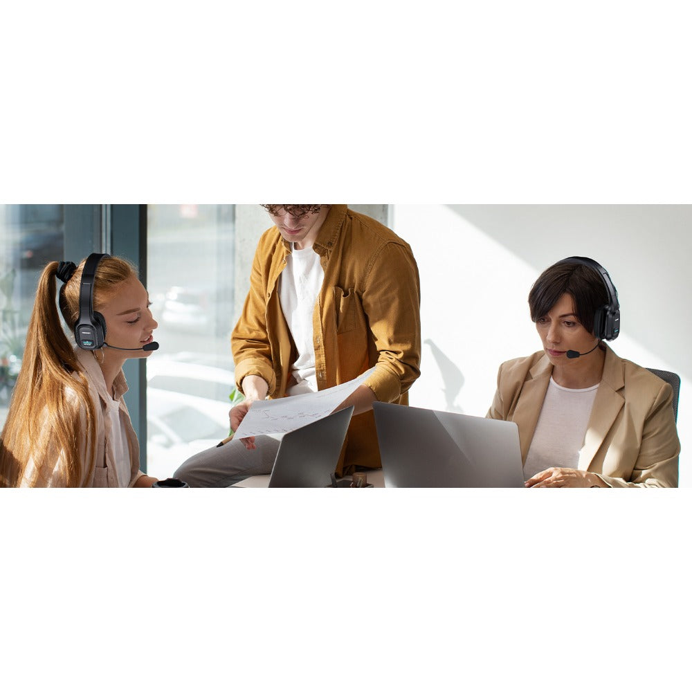 TECKNET Trucker Wireless Headphones with Microphone Noise Canceling Wireless On Ear Headset, Hands Free Wireless Headset for Cell Phone Computer Office Home Call Center skype (Black), Office Headphones, Call Center Equipment,