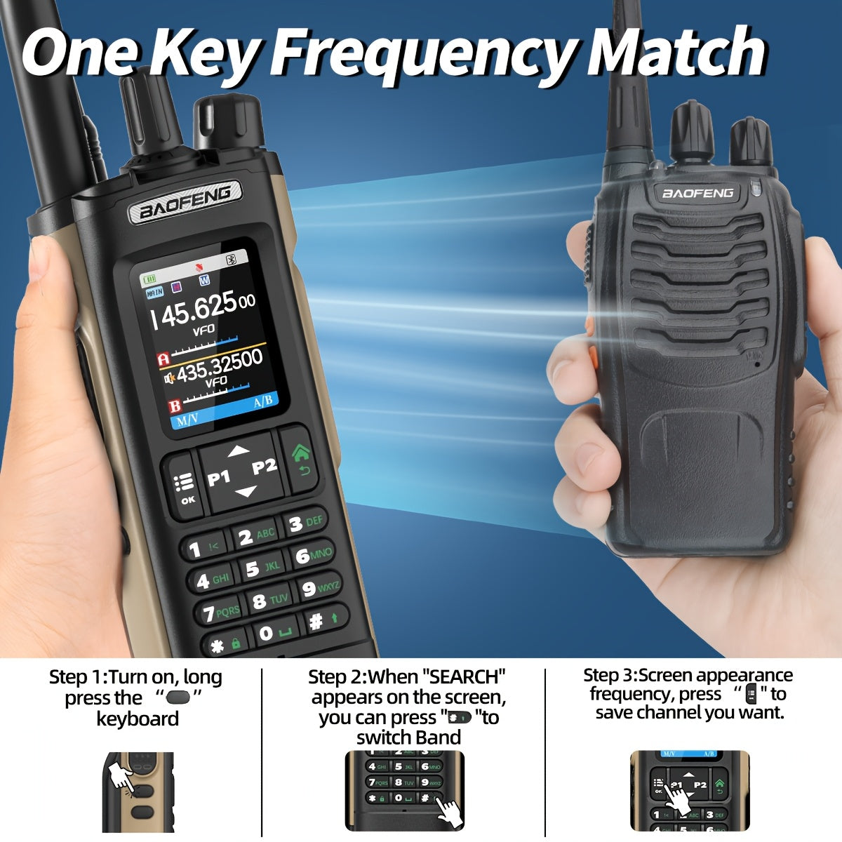 BAOFENG UV-32 10W GPS Ham Radio with APP Programming, NOAA Weather Alert, 2500mAh USB-C Rechargeable Battery, 400-520MHz Long Range Handheld Two-Way Radio for Hunting Fishing Outdoor Adventures, Ergonomic Design, High Quality