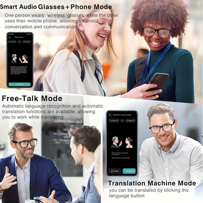 AI Smart Glasses, Smart Glasses with 164 Languages Real-time Translation Support, AI Chat Deepseek R1 And Gemini-2.5 System, Built-in Microphone And Speaker, Calls Music Playback And Hands-Free Calling, Physical Color Changin