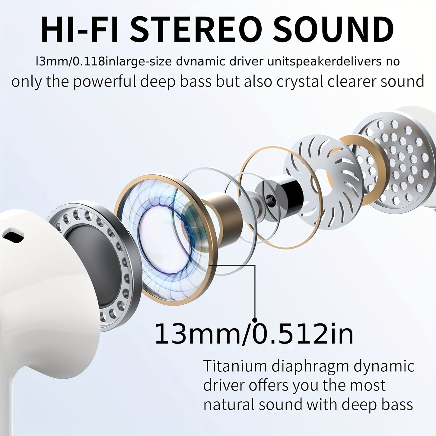 Wireless Earphones, Wireless 5.3 Earphones with Bass Stereo Sound, Earphones with Noise Cancelling Microphone And LED Display Screen, In Ear Earphones, 40 Hours Of Playback Time, Suitable for Laptops, Tablets, Mobile Phones,
