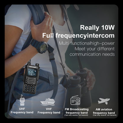 TIDRADIO TD-H8 2nd Gen 10W High-Power Handheld Two-Way Radio - 2500mAh Long-Lasting Battery, UHF Frequency 136-174MHz, 5000 Channels with Repeater List, FM Radio & Compatible, -Powered for Ham/GMRS/Radio Use, Durable Walkie T