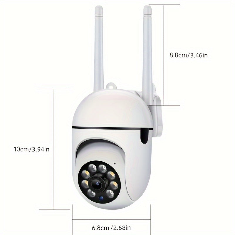[Wi-Fi PTZ Night Vision Camera] 2.4GHz Wi-Fi 360° PTZ 1080P Night Vision Monitor - Home Security Camera with Intelligent Motion Detection, Alarm Push, Two-Way Audio