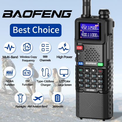 Baofeng Radio Ham Radio Long Range 5RM 10W Handheld NOAA Weather Radio 3800mAh Rechargeable Walkie Talkies for Adults with Programming Cable USB C Charging for Hunting Survival Gear 2 Pack