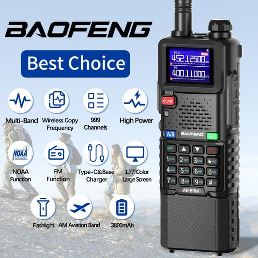 Baofeng Radio Ham Radio Long Range 5RM 10W Handheld NOAA Weather Radio 3800mAh Rechargeable Walkie Talkies for Adults with Programming Cable USB C Charging for Hunting Survival Gear 2 Pack