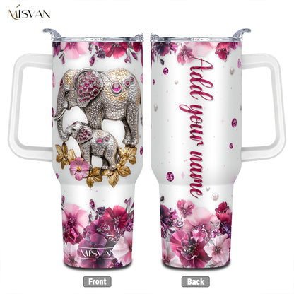 1pc Customized Name Stainless Steel Tumbler | 20oz/22oz/40oz Insulated Water with Lid, Reusable, Round Shape, 304 Stainless Steel, Ideal for Easter, Thanksgiving, Father'S Day, Mother'S Day, Graduation, White Diamond Butterfl