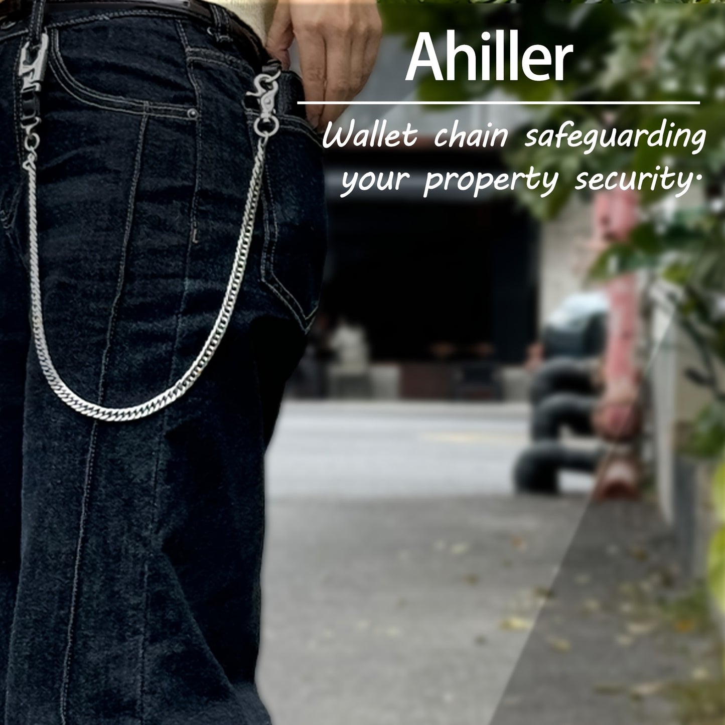 Ahiller Business Style Wallet Chain, Hip Hop Style Keychain - Dual Lock Security Design, Outdoor Camping, Traveling Accessory for Motorcycle/Daily Use with Scratch Resistant Coating, Men's EDC Carrying Gear Chain, Perfect Gif