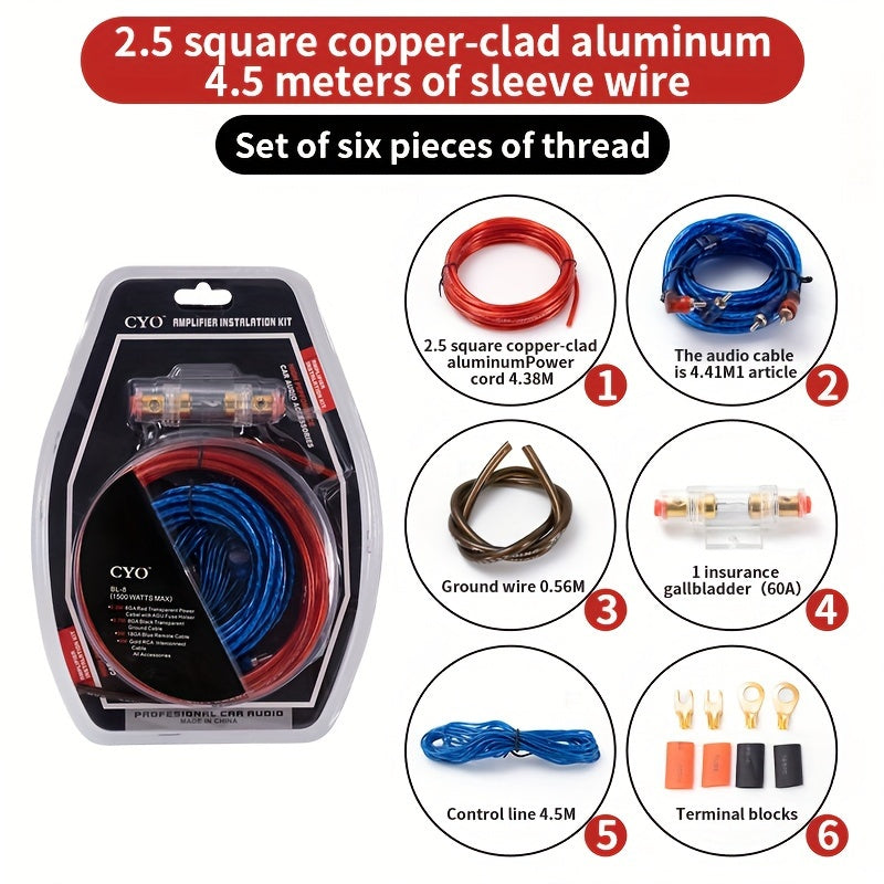 Durable RCA Audio And Power Wiring - Car 10GA Subwoofer Sleeve Wire - Car Power Amplifier Sleeve Wire Wiring - High-performance Copper Material - Thick Core Wire - Suitable for Car Audio And Video Installation - Compatible wi