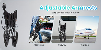 Foldable Electric Wheelchair for Adults, Light Duty Electric Wheelchair with 500W Dual Motors, Storage Bag, 18 Mile Long Range, Weighing Only 47lb, All-Terrain Electric Wheelchair for Seniors, Black