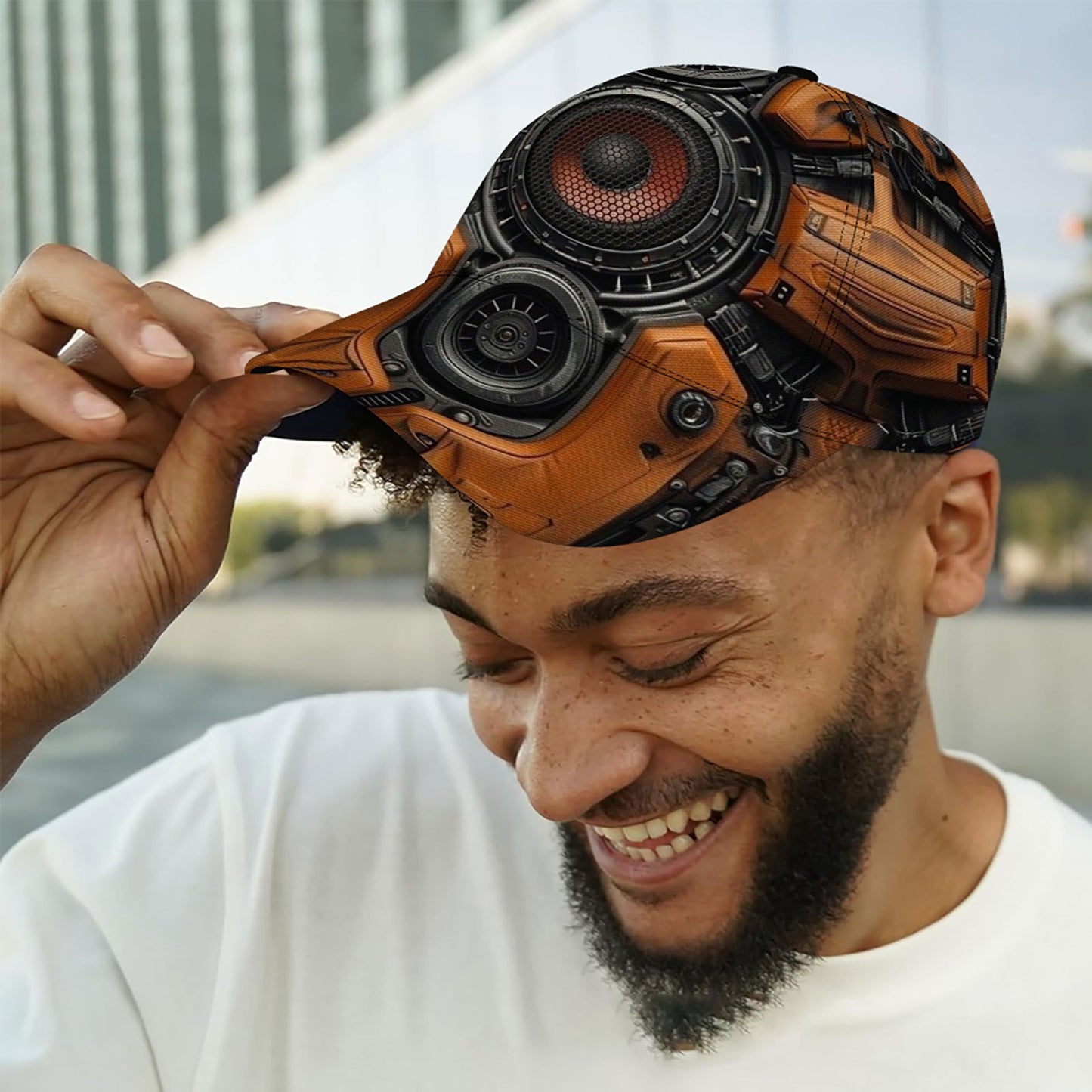 CUTEHSJ 's & 's Futuristic Tech-Inspired Baseball Cap with Speaker-Like Ear Protusions - Adjustable Buckle, UPF, Lightweight Hip-Hop Hat for Outdoor, Weddings, & Music Events - Modern Gadget Accessory