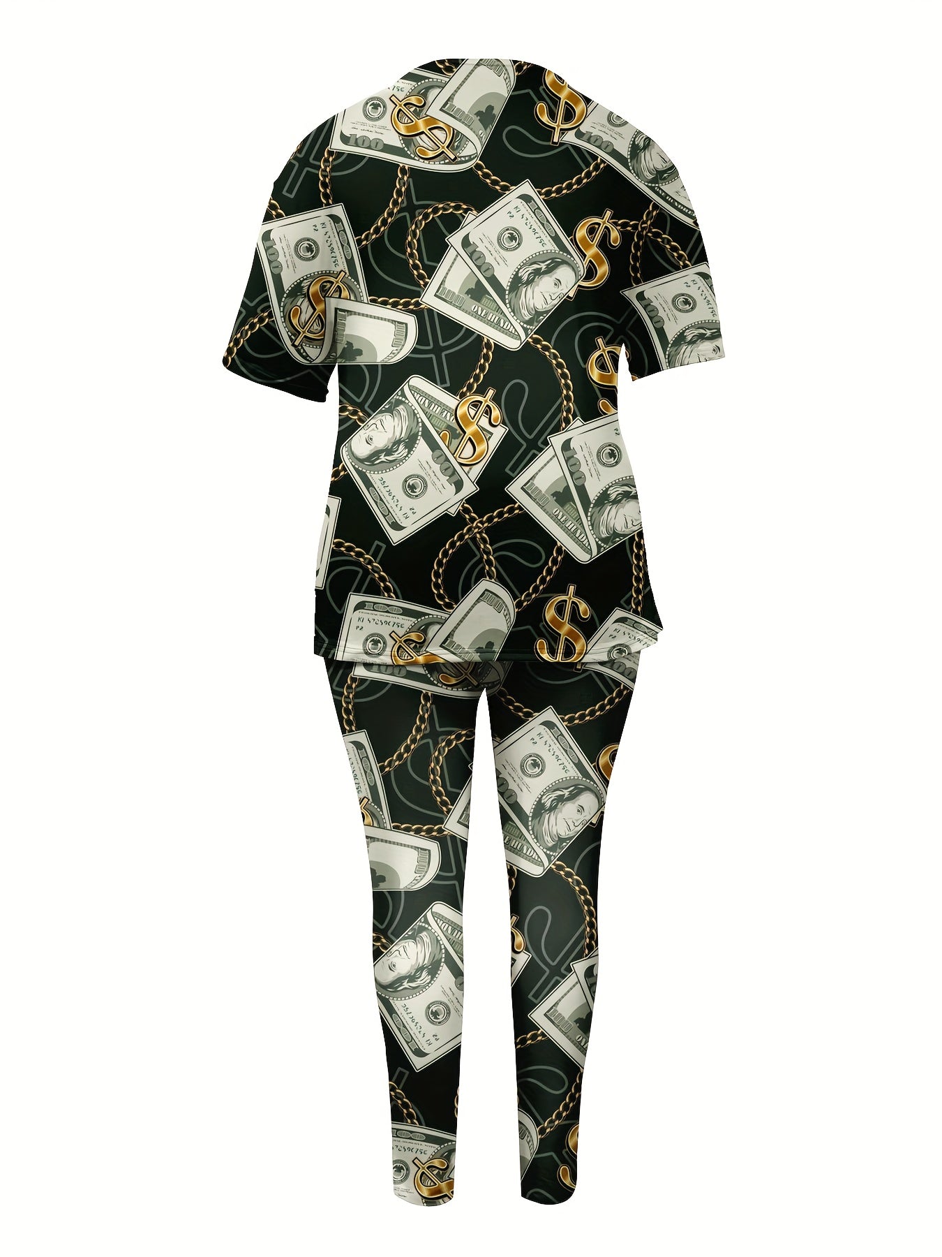 Women's Short-Sleeved Trouser Suit Sets 3d Printed Patterns Casual Suit Women's Short-Sleeved 2pcs Outfits Fall Winter Trouser Suit with Pockets - Short Sleeve, Crew Neck, Straight Leg, Comfortable Daily Wear, Stylish Casualw