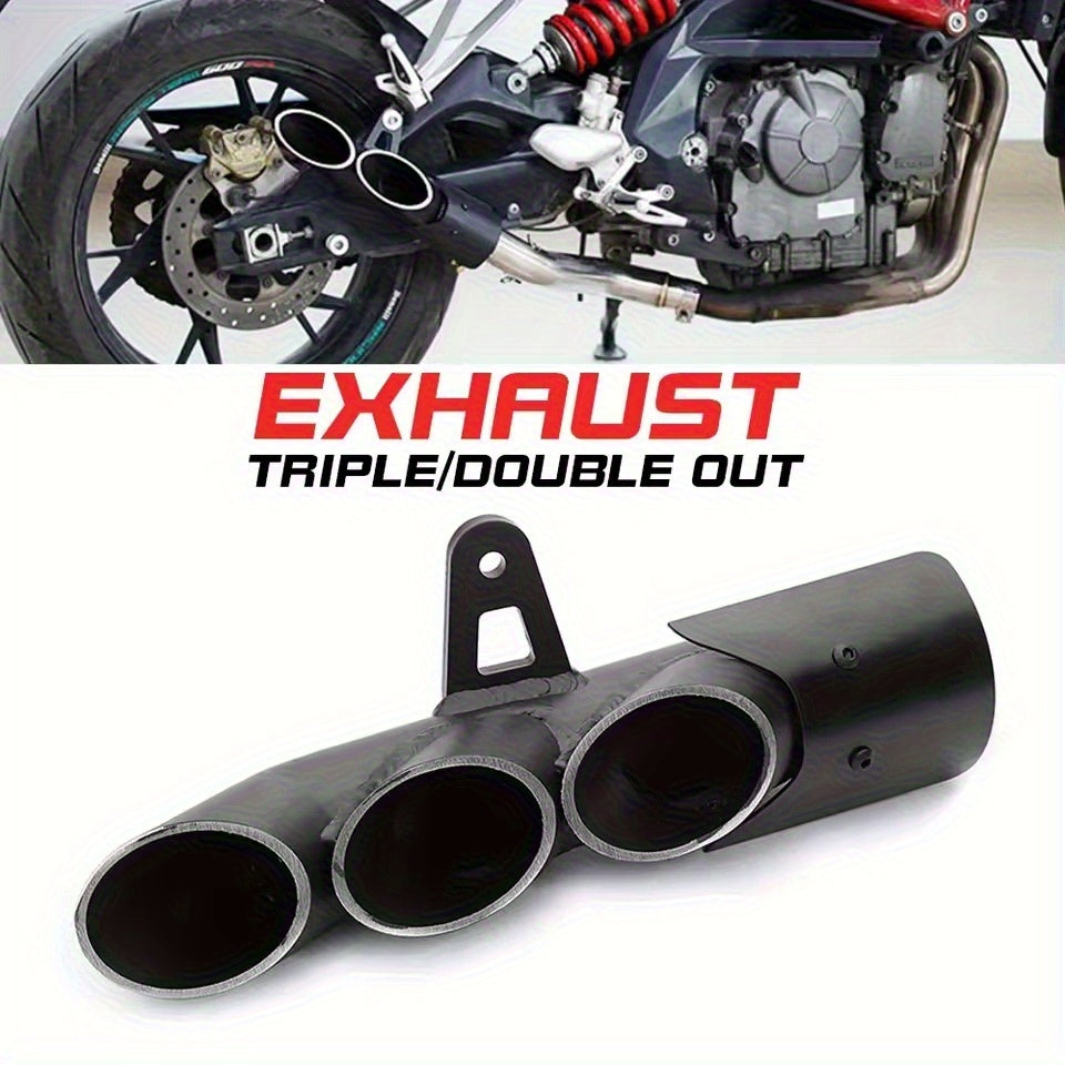 51mm Motorcycle Exhaust Pipe, Three-Port Black Motorcycle Exhaust Tailpipe, Compatible with Moto CMX 500, CMX500, GSX-R750, GSXR750, GSXR 750, YZF