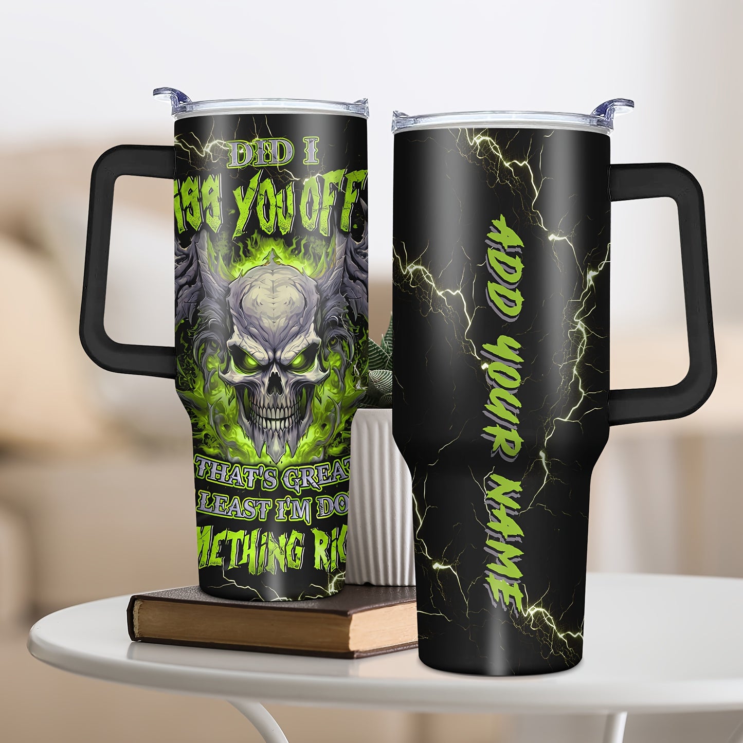 Custom 1pc, Personalized 40 Oz Tumbler with Lid, Featuring a Funny Lightning Skeleton Print, Stainless Steel Water Bottle Perfect for Christmas, Thanksgiving, Halloween, And Birthday Gifts for Dad, Son, Women, Mom, Sisters, T