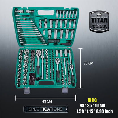 Industrial Tools/Sockets And Socket Wrench Sets, 230/115 Professional Tool Sets, Ratchet Wrench Sets, Torque Wrenches, 1/2 Inch * 1/4 Inch * 3/8 Inch Drive Depth And Standard Sockets, Suitable for Car And Bicycle Repair Tools