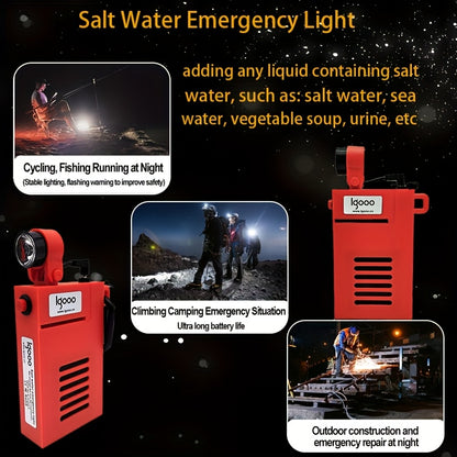 1pc Salt Water Emergency Lantern - Battery-Free, Water-Powered Flashlight with 220H Runtime, Reusable Survival Light for Camping, Tactical Use, Fishing