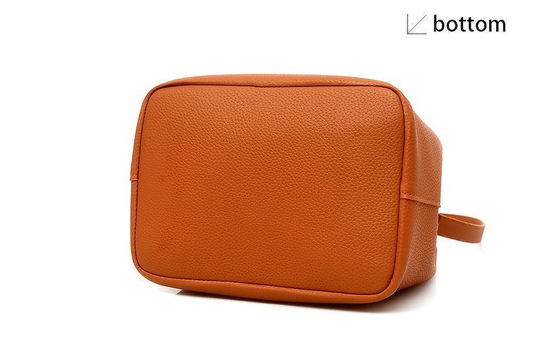 New 4pc Large Capacity Leather Handbag Solid Color Lychee Texture Shoulder Bag Bucket Bag Purse