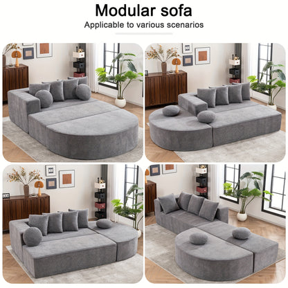 Modular Foam Sofa - No Assembly Required, Easy to Move, Modern Fabric Sofa with No Frame, Deep-Seated Design, Plush Cushions, Memory Foam Filling