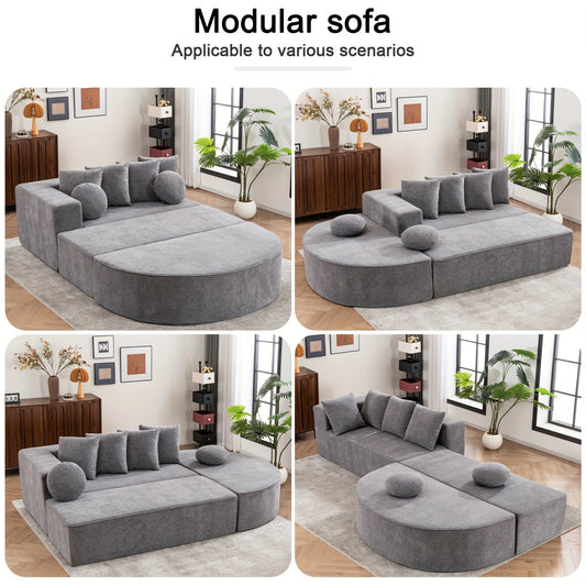 Modular Foam Sofa - No Assembly Required, Easy to Move, Modern Fabric Sofa with No Frame, Deep-Seated Design, Plush Cushions, Memory Foam Filling