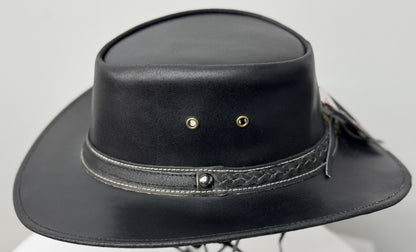 Black Western Style Genuine Cowhide Cowboy Hat – Shapeable Wide Brim for Men & Women