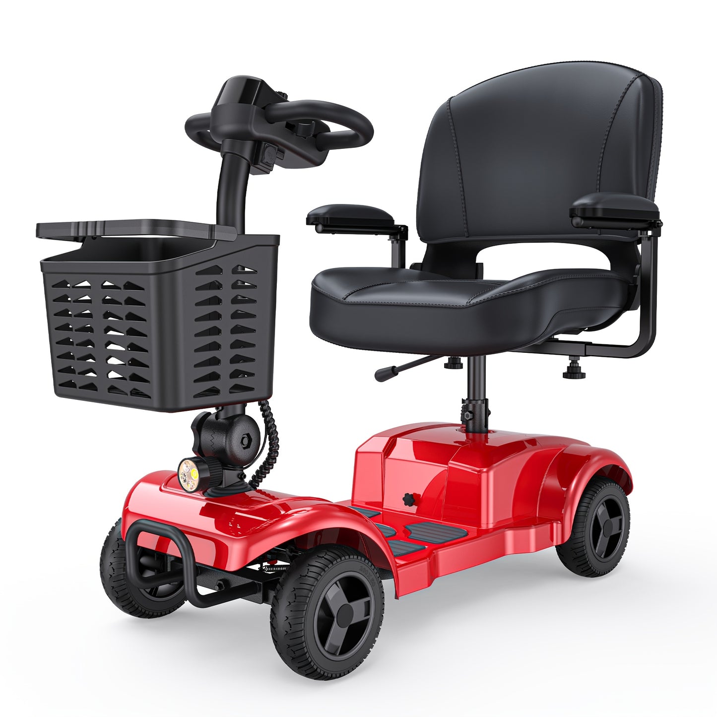 ENGWE Folding 4-Wheel Mobility Scooter, 250W Motor, 24V 12Ah Battery, 15.5-Mile Range, 8" Solid Tires, 265 lbs Capacity, Detachable Basket, Front Light, Compact & Portable for Travel, Shopping, Perfect Gift for Mom's Special