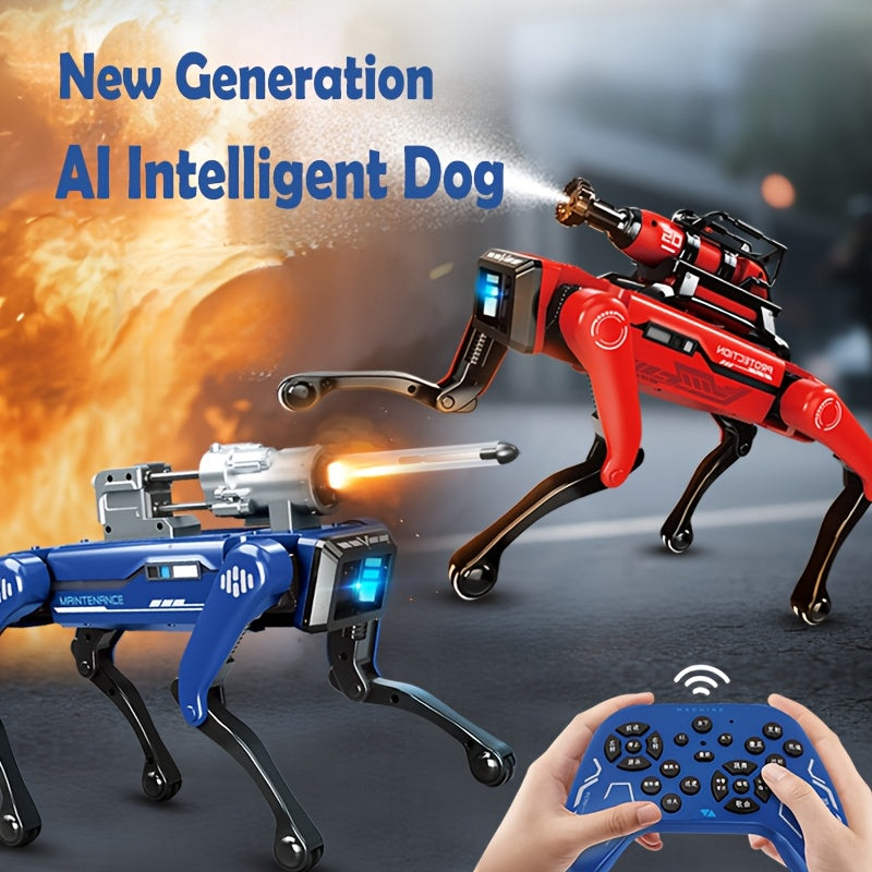 [Smart Robot Dog] New Multifunctional Robot Dog, Firefighter/SWAT Model with Water Spray & Soft Bullet Launcher, Multiple Language Instructions, Bionic Mechanical Arm, Singing and Dancing, Handshake Greeting, Remote Control T