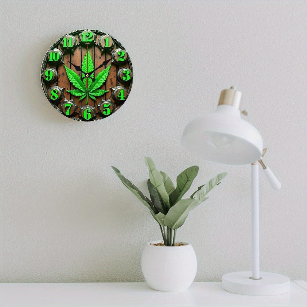 The 2D Plane "Welcome to Our Joint Space And Relax!" Four-Leaf Clover-Themed Wall Clock Features a Silent Quartz Movement. It Is an Ideal Choice for Wall Decoration, an Excellent Gift for Birthdays, Christmas And Halloween
