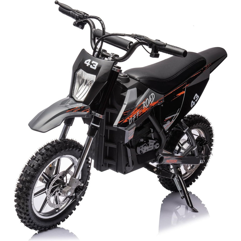 36V Electric Dirt Bike for Kids 13-16 Years, 15.5 MPH High-Speed Off-Road Motorcycle with 350W/500W Motor (Brushless/Brushed), 175 lbs Capacity, All-Terrain ATV-Like Bike, Front/Rear Brakes & LED (-)