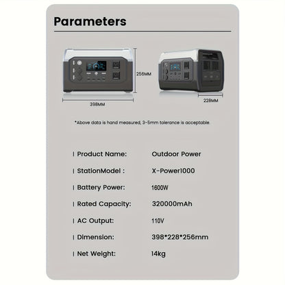 CTOLITY 1600W Portable Power Station, Equipped with a 200W Solar Panel, 1024Wh Lithium Iron Battery, 1-Hour Fast Charging, UPS Function, Suitable for Home Power Backup, Camping And Rvs, Portable Charger Power Bank Bank, Emerg