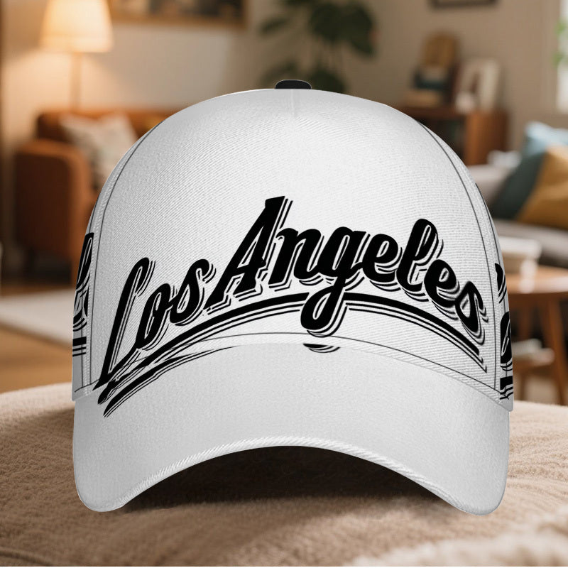 1pc 2D Los Angeles Lettering Print Baseball Cap - Adjustable Polyester Snapback Hat with Full-Body Vibrant Design, Ideal for Running, Sports & Streetwear.