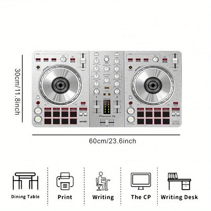 1 Pioneer DJ DDJ-SB3 Controller Mouse Mat & Office Desk Mat | Vibrant DJ Equipment Design with Turntable, Durable Polyester And Rubber Material, 90Cm/35.4 Inches, Red, Perfect for Home Studio And Office Use, Studio Equipment,