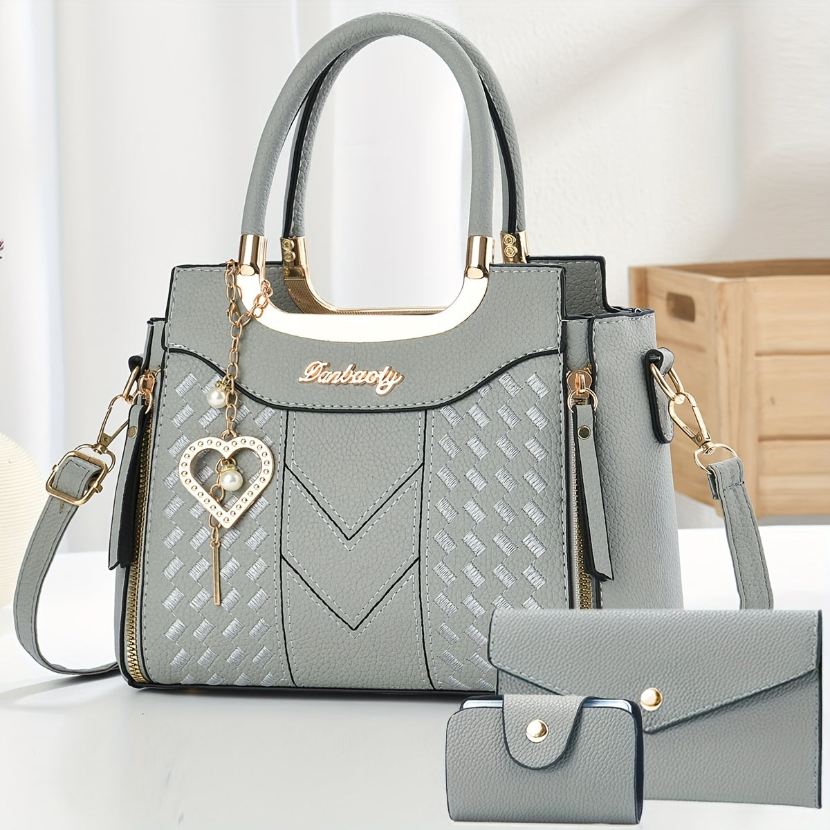 INCK Women's Large Capacity  Handbag with Adjustable Crossbody/Handheld Strap, Zipper Closure, Elegant Casual Purse in / Cotta/Navy/ - Versatile for, Travel, Everyday Use