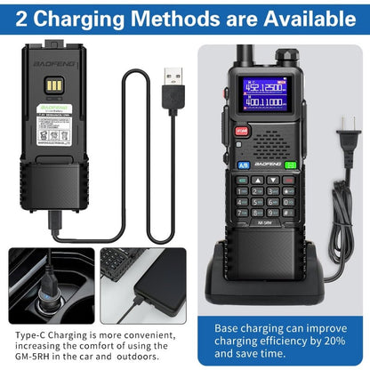 Baofeng Radio Ham Radio Long Range 5RM 10W Handheld NOAA Weather Radio 3800mAh Rechargeable Walkie Talkies for Adults with Programming Cable USB C Charging for Hunting Survival Gear 2 Pack
