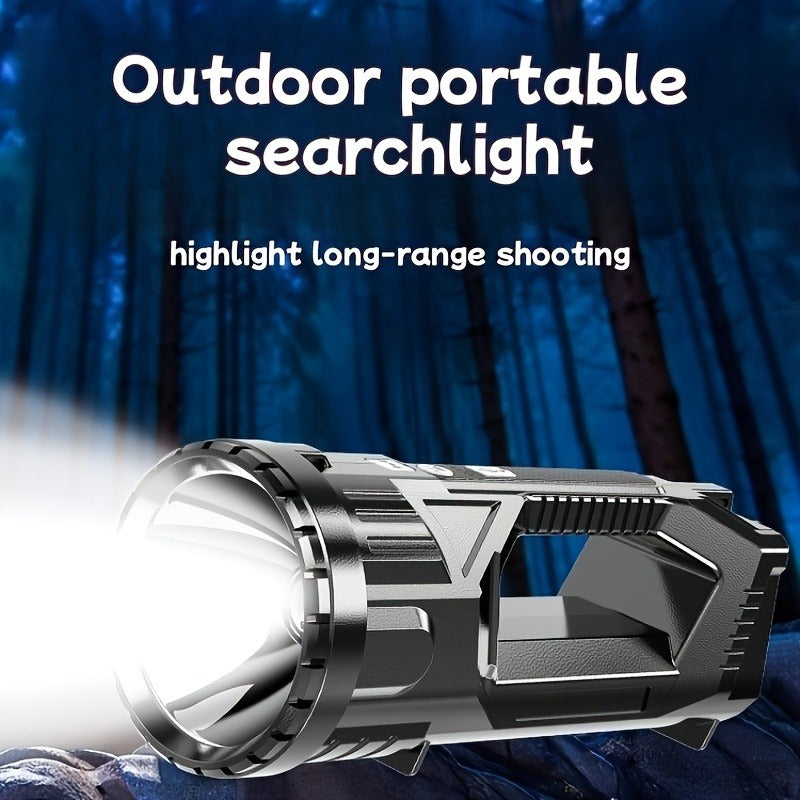 QIIIQ High-Power LED Flashlight with -C Fast, &, Handle & Side Light, Long-Range Bright Beam, Portable Rechargeable Spotlight for Camping, Hiking, Emergency, Search & Rescue - Compatible with -C Devices, Cable Included, Durab