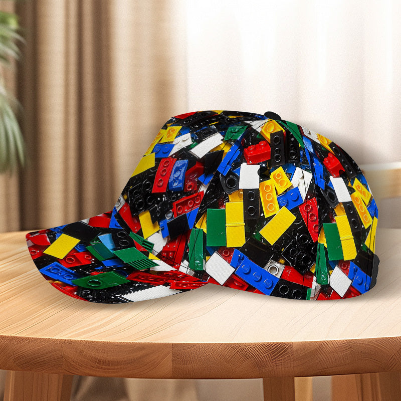 1pc 1pcs Adjustable Snapback Baseball Cap Suitable for Travel & Daily Wear - Lightweight Duckbill Hat with Building Blocks Print, Classic for Sizes, Casual Cap (Hand/Dry)