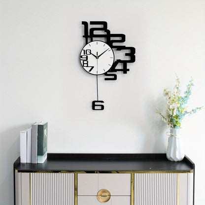 1pc Modern Minimalist Creative Metal Wall Clock, Silent Non-Ticking, Irregular Shape, Digital Display, AA Battery Powered, with No Battery Included, for Living Room, Kitchen, Bedroom, Dining Room, and Office Decor, Ideal for