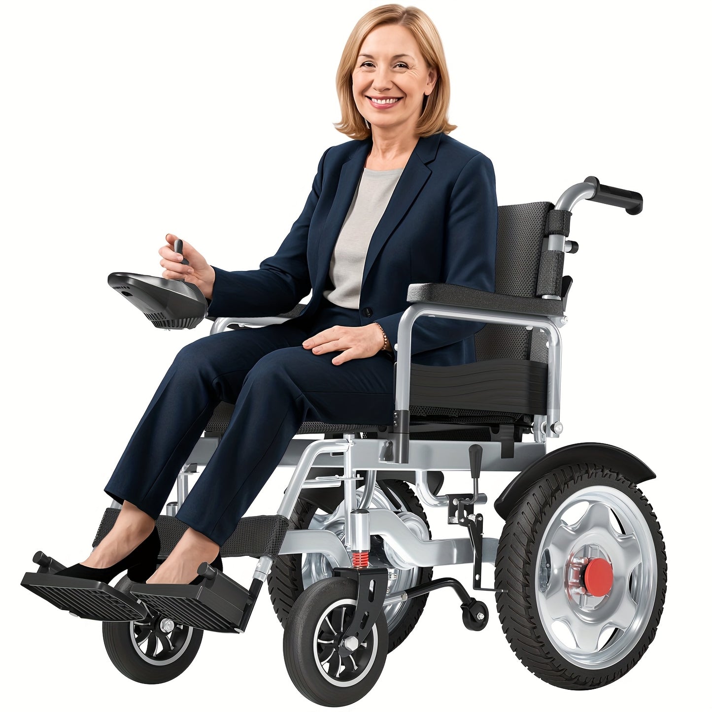 One Click Folding! Adult And Elderly Electric Wheelchairs with Electromagnetic Braking Are Safe And Reliable. Solid Inflatable Tires Have Strong Adaptability And A Range Of 15 Kilometers. They Are A Great Tool for Shopping An