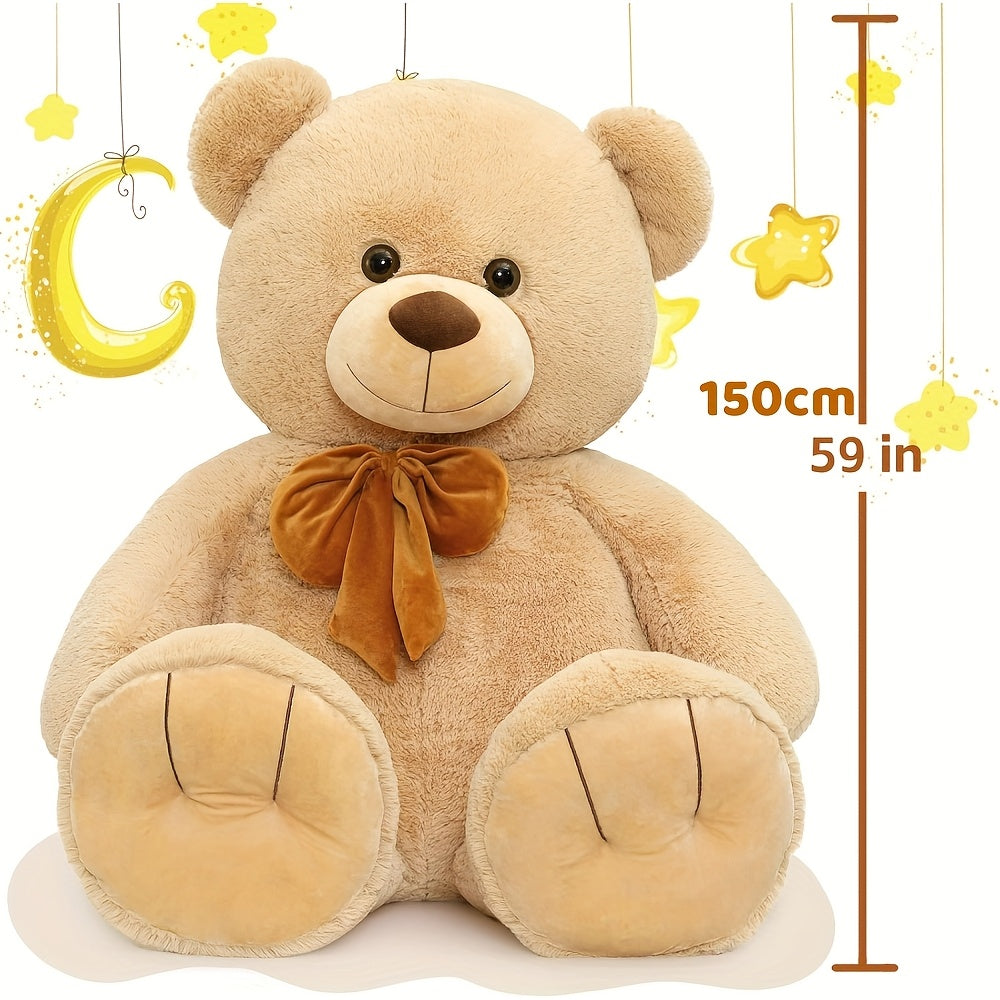 Tezituor Giant Teddy Bear 5 Feet, Soft 59" Big Bear Stuffed Animal Life Size Plush Bear Toy Valentine'S Christmas Birthday Gift For Girlfriend Kids, Brown