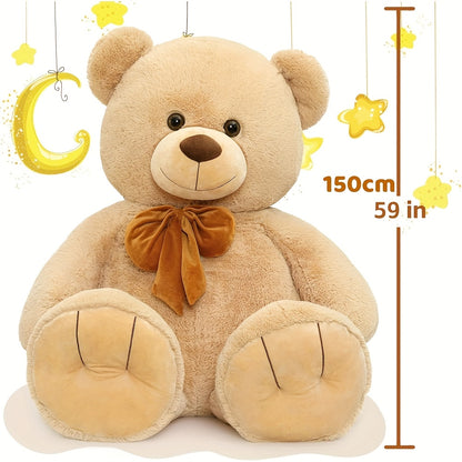 Tezituor Giant Teddy Bear 5 Feet, Soft 59" Big Bear Stuffed Animal Life Size Plush Bear Toy Valentine'S Christmas Birthday Gift For Girlfriend Kids, Brown