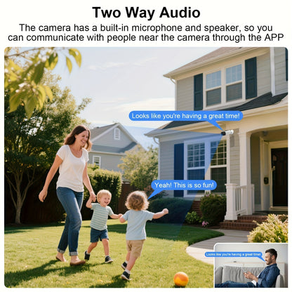 4MP Solar-Powered Wireless Outdoor Camera, 2.4GHz WiFi Security Surveillance with Solar Panel, 3 Night Vision Modes, Human Detection, High Quality, Two-Way Audio & Alexa Support