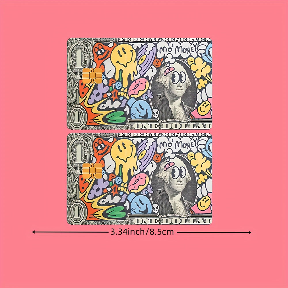 2pcs Vibrant Dollar Design Waterproof Vinyl Stickers, Credit Card Light Beige Covers, Ultra-Thin, High-Quality, Scratch-Resistant, Suitable for Credit Cards, Bank Cards, Transit Cards, Removable Self-Adhesive for Most Cards,