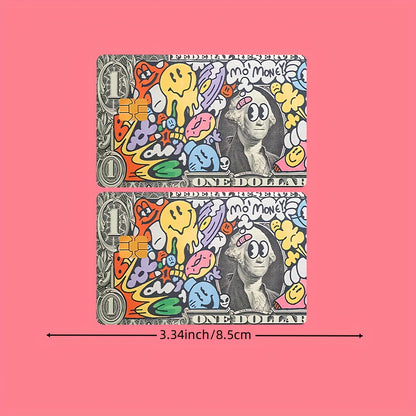 2pcs Vibrant Dollar Design Waterproof Vinyl Stickers, Credit Card Light Beige Covers, Ultra-Thin, High-Quality, Scratch-Resistant, Suitable for Credit Cards, Bank Cards, Transit Cards, Removable Self-Adhesive for Most Cards,