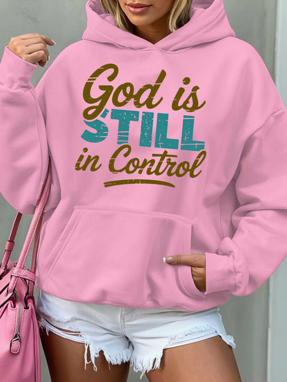Women'S Hoodie - Beige Pullover Sweatshirt with "God is Still in Control" Inspirational Quote, Long Sleeve Hooded Sweater for Fall/Winter, Cozy Casual Everyday & Formal Outfits - Perfect Christian Gift for Women, Ladies Sweat