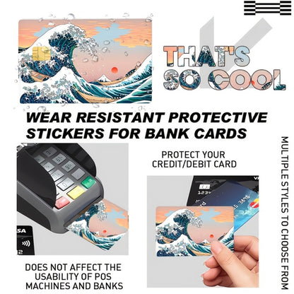 4pcs of exquisite wave-shaped decorative stickers - Personal bank card privacy light beige card sleeve protection stickers - Suitable for credit cards and bank cards, durable and scratch-resistant, a cool and unique gift,  Vi