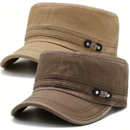 Two Men'S Outdoor Flat Caps, Spring And Autumn Baseball Hats, Casual Flat Caps, Duckbill Hats - Adjustable Trucker Hats